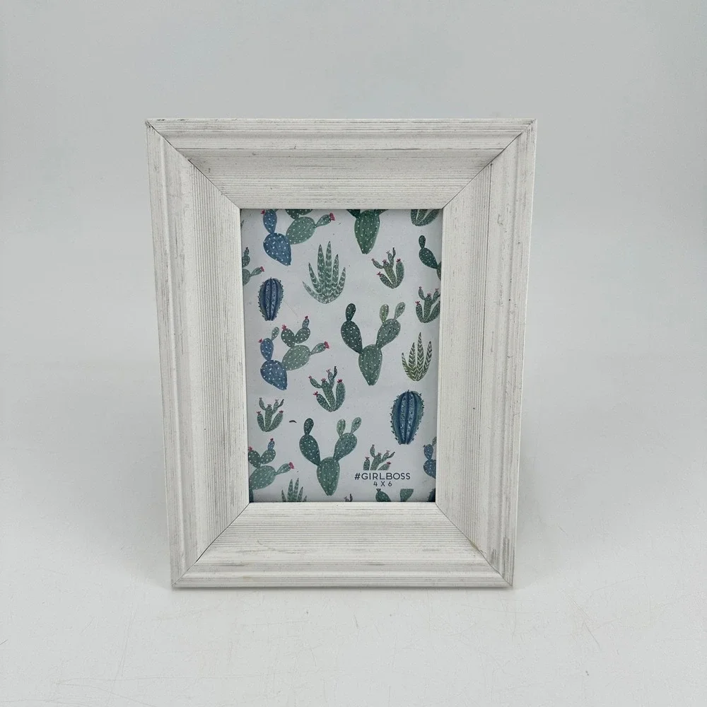 Girl Boss White Distressed Wood Picture Frame 4x6 Farmhouse Rustic Decor